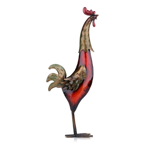 Tooarts Metal sculpture Multicolor iron rooster Home furnishing articles Crafts