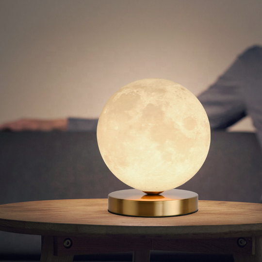 Modern bedroom living room planet table lamp wrought iron electroplating moon table lamp