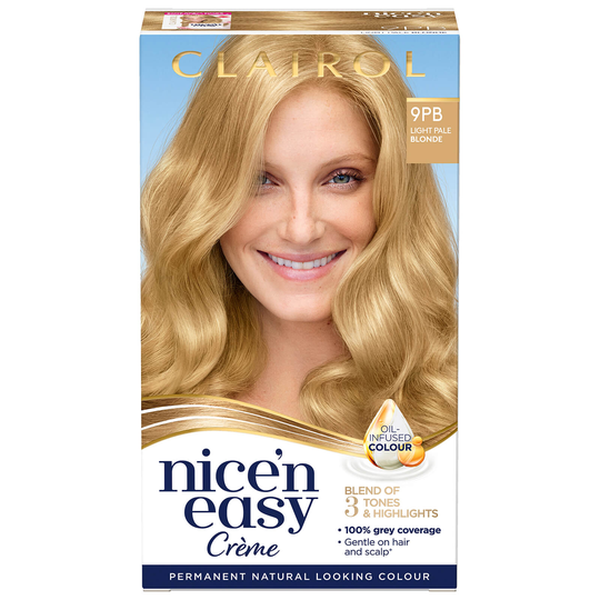 Clairol Nice' n Easy Crème Natural Looking Oil Infused Permanent Hair Dye 177ml (Various Shades) - 9PB Light Pale Blonde
