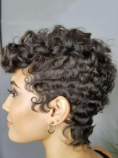 Black Ultra Short Curly Hair High Temperature Fiber Soft Afro Small Curly Wigs