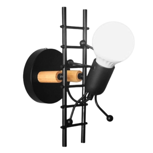 The Nordic Style Bedroom Iron Art The Little Man Climbed The Stairs Wall Lamp (Without bulb)