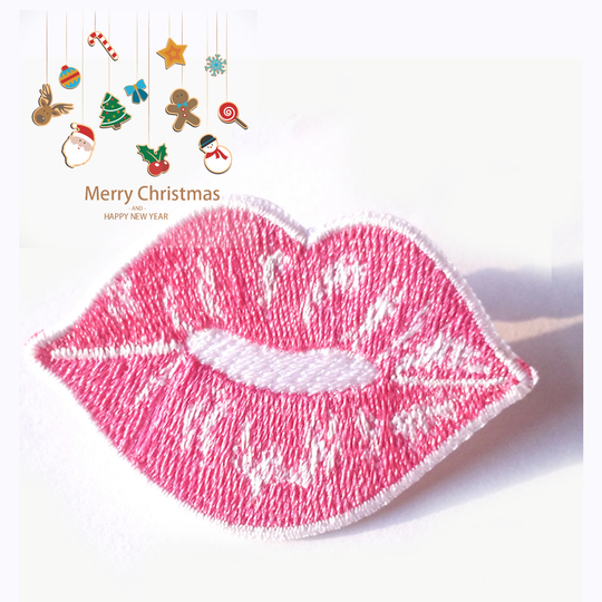 Custom Logo Iron on Lips Embroidery Patch Wholesale Garment Parche Bordado Bordado Epaulette Embroidery Lip Patches
