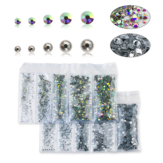 Mixed Sizes 1200pcs Colors Motif Rhinestone Flatback Gem Hotfix Iron On Rhinestones For Garment Dresses