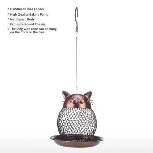 Cat Shaped Bird Feeder Cat Shaped Vintage Handmade Outdoor Decoration Villa Garden Decoration