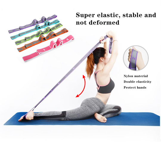 Adjustable Elastic Strap with 8/9 Flexible Loops Exercise Yoga Pilates Stretch Resistance Strap Belt yoga straps with loops