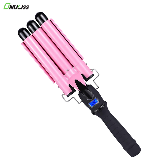 Home Use Three Barrel Ceramic Ionic Big Wave Automatic Lcd Curling Iron 3 Barrel Curling Iron Hair Curler