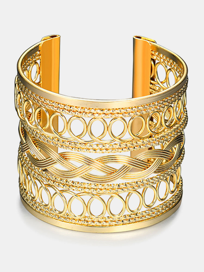 Women's Elegant Bracelet Hollow Spiral Weave Width Bracelet