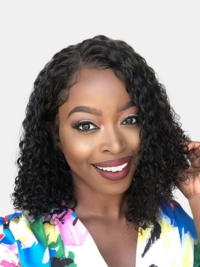 Natural Black Short Curly Hair Long Bangs Afro Small Curly Black Women Chemical Fiber Wigs