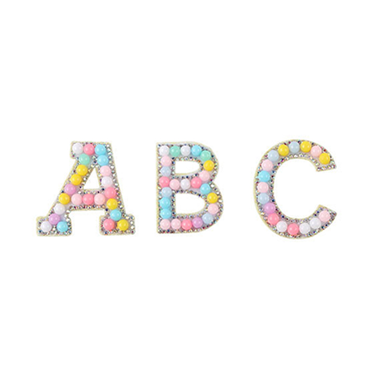 OEM&ODM Service Iron On Appliques Beaded Rhinestone Clothes Accessories Letter Beaded Applique