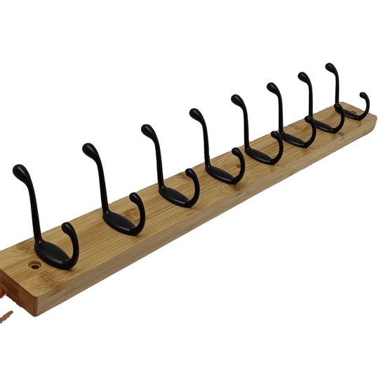 Wall-mounted Farmhouse Coat Rack 5 Standard Hook Wooden Coat Hooks for Wall Hangers Iron Storage Holders & Racks Customized Logo
