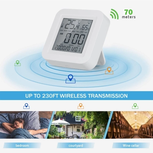 WIFI Temperature & Humidity Sensor with Digital LCD Screen Indoor Thermometer Hygrometer with Calendar