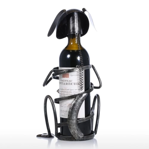 Puppy Wine Rack with Saxophone Iron Animal Figurine Creative Wine Rack Practical Ornament Craft Gift