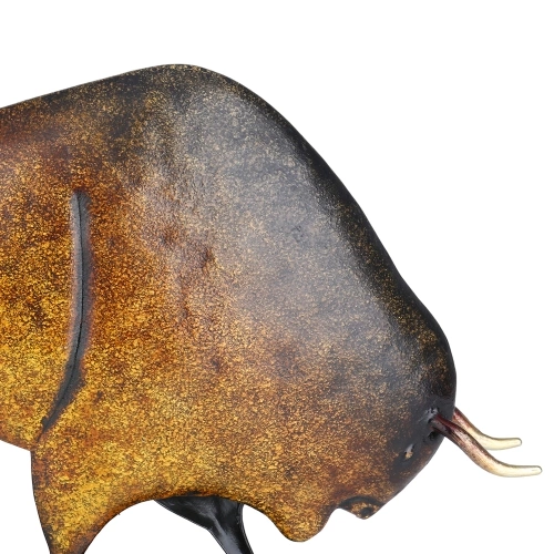 Tooarts Animal Sculpture Iron American Bison Sculpture Art Ornament Native American Culture Buffalo Home Decoration Vintage Crafts Gift