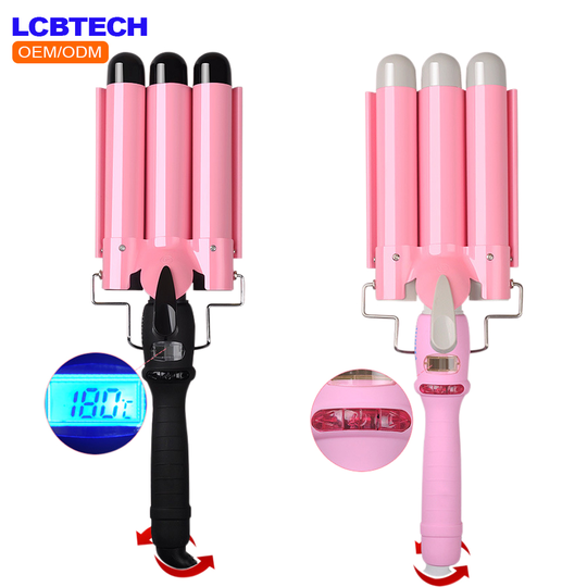 Best Customized LCD Curling Iron Flat Irons For Curls Hair Curlers Rollers Metal Hair Curler Ladies 3 Barrel Hair Curler Iron