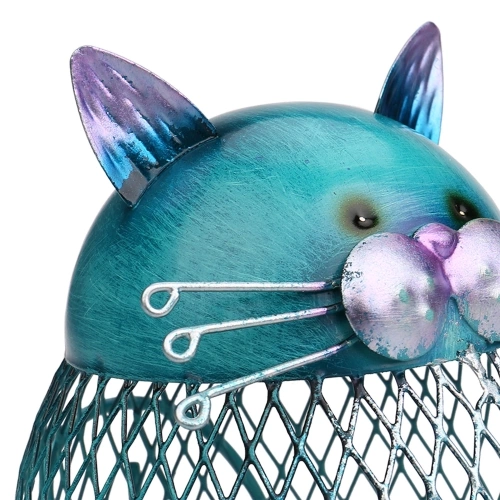 Tooarts Cat coin box Piggy bank Animal ornament Creative ornament Iron art ornament Handcrafts Interior decoration