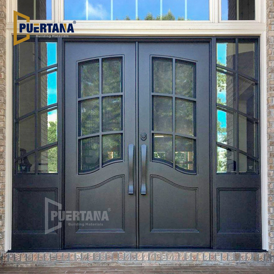 Wrought Iron Steel Entry Security Doors Glass French Patio Doors Wrought Iron Exterior Front Door With Sidelight