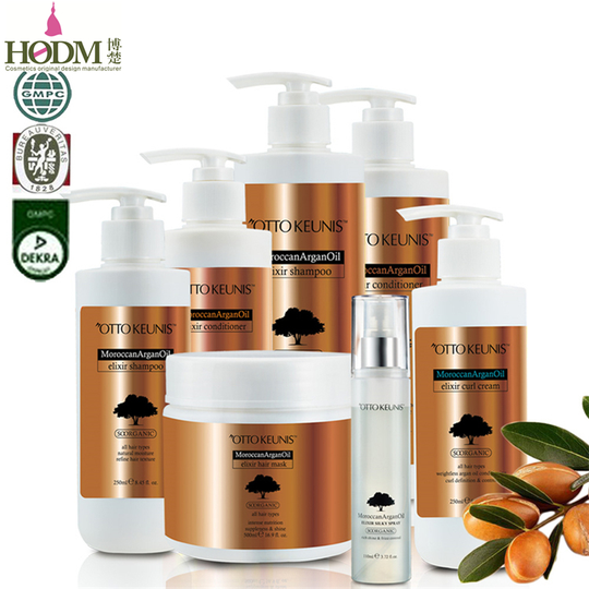 Private Label 100% Nourishing pure argan oil from morocco treatment hair care kit shampoo and conditioner