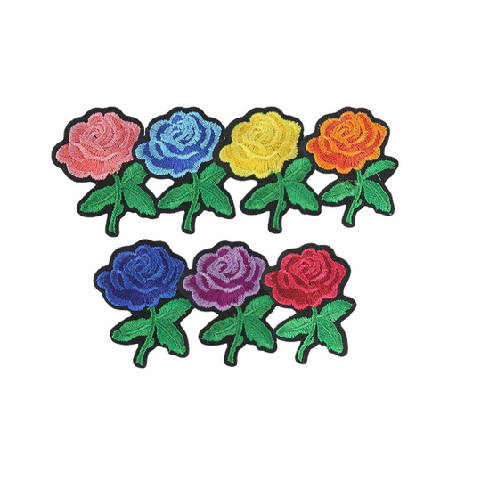 yiwu wintop fashion accessories colorful rose flower design iron on clothing embroidery patches