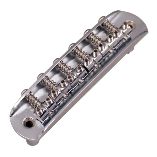 Electric Guitar Bridge Compatible with JM Series, Guitar Tailpiece Chrome Roller Saddles with 2 Screw Sleeves & 1.5mm Hexagonal Wrench
