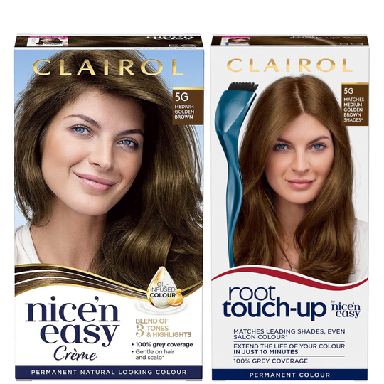 Clairol Root Touch-Up 5G Medium Golden Brown x Nice'n Easy Permanent 5G Medium Golden Brown Bundle
