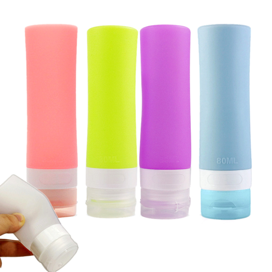 Reusable silicone squeezable travel size accessories lotion bottles shampoo dispenser and conditioner shower bottle for toiletry