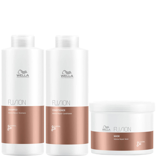 Wella Professionals Fusion Repair Shampoo, Conditioner and Mask Super Size Regime Bundle