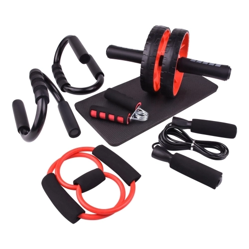 Wheel Roller Kit Spring Exerciser Abdominal Press Wheel Push-UP Bar Knee Pad Portable Equipment for Home Exercise Muscle Strength Fitness
