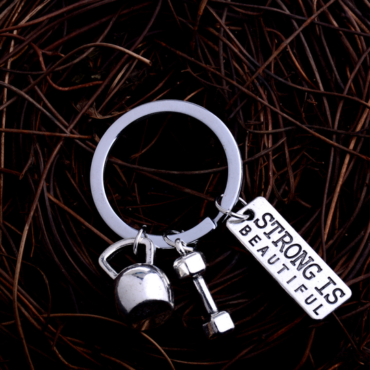 Creative Barbell Letter Charm Keychain Geometric Lettering Dumbbell Pendant Keychain for Couple