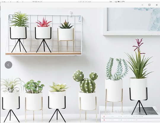 Amazon iron frame Nordic style mini succulent marble white ceramic flower pot