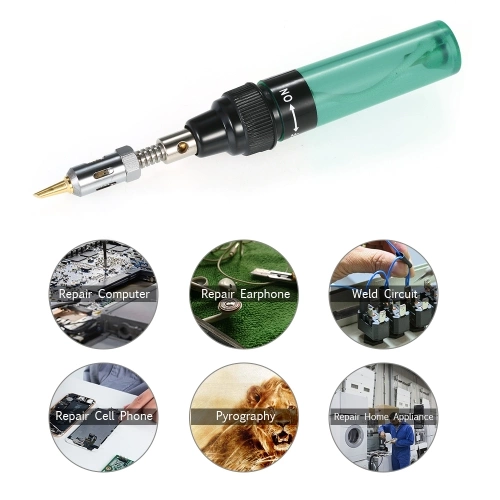 13 in 1 13Pcs Soldering Iron Kit 26ml Full Electronics Set Pen Welding Tool Car Repairing Gas Soldering Self-igniting Torch Outdoors / Green Transparent
