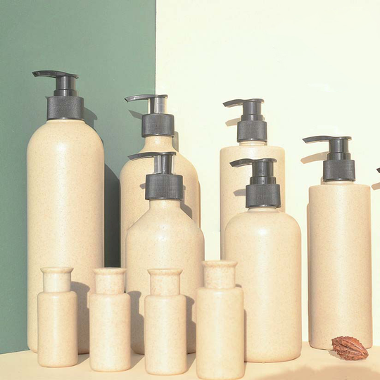 100ml 250ml 300ml 500ml Degradable straw bottle for cosmetics packing shampoo container squeeze pump lid in stock