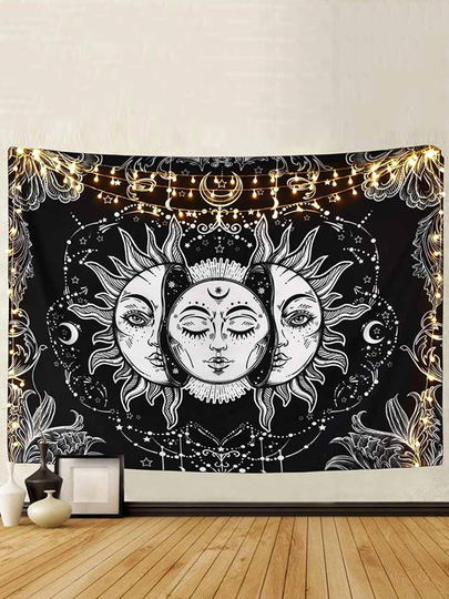 Wall Hanging Moon And Sun Mandala Tapestry Bohemian Bedspread Decoration