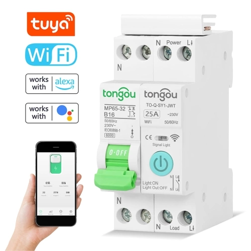 Tuya Wifi Intelligent Circuit Breaker Compatible with Alexa Google Home Voice Control 25A
