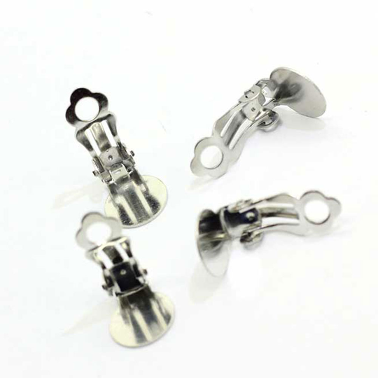 1000PCS Sliver Colors Metal Iron No Pierced Ear Clip with 10MM Blank Base Diy Clip Earrings Jewelry Parts Accessories
