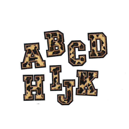 Customized 8cm Iron On Patches Chenille Leopard Letters Patch For Clothes Hat