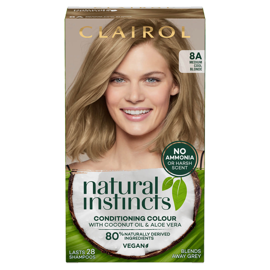 Clairol Natural Instincts Semi-Permanent No Ammonia Vegan Hair Dye 177ml (Various Shades) - 8A Medium Cool Blonde