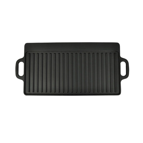 XL reversible grill pan in cast iron for BBQ and pizza