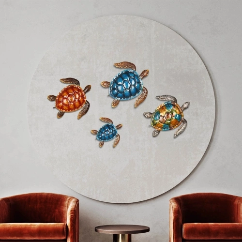 Red Turtle Wall Decor Coast Ocean Sea Wall Art Iron Animal Wall Decor Home Bedroom Decoration