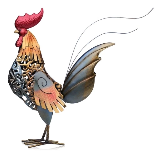 Tooarts Metal sculpture Carved iron rooster Home furnishing articles Artwork