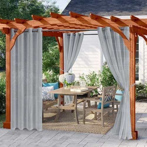 1PC Curtain Modern Simple Waterproof Solid Color Trilon Transparent Perforated Sunscreen Antiple UV Curtain Fabric
