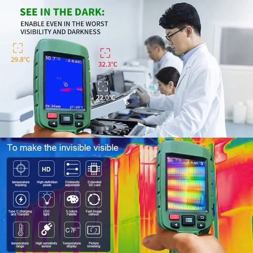 JD-108 160*120 Infrared Thermal Imager Portable Color Digital Display Heating Detector Handheld Temperature Imaging Camera