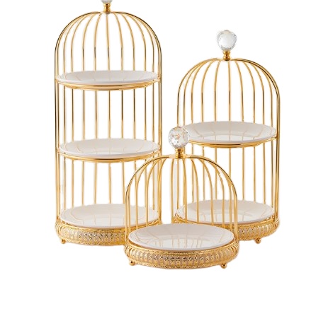 European round ceramic bird cage cake rack iron dessert rack afternoon tea wedding party decoration
