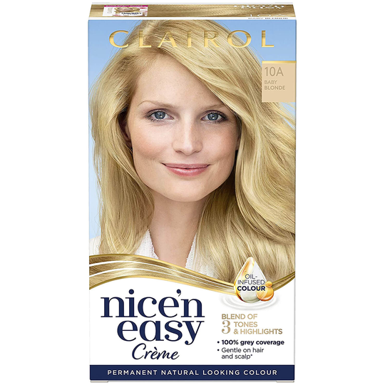 Clairol Nice' n Easy Crème Natural Looking Oil Infused Permanent Hair Dye 177ml (Various Shades) - 10A Baby Blonde
