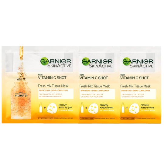 Garnier Fresh-Mix Brightening Face Sheet Mask with Vitamin C X 3
