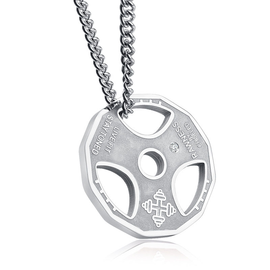 Fitness jewelry titanium steel dumbbell barbell pendant necklace