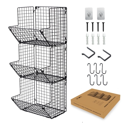 3 Tier Wall Mounted Wire Fruit Basket