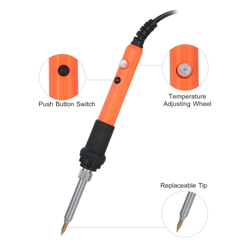 Electric Soldering Iron Kit Welding Iron Adjustable Temperature 200~450°C with 3pcs Solder Iron Tips Portable Zipper Carry Bag