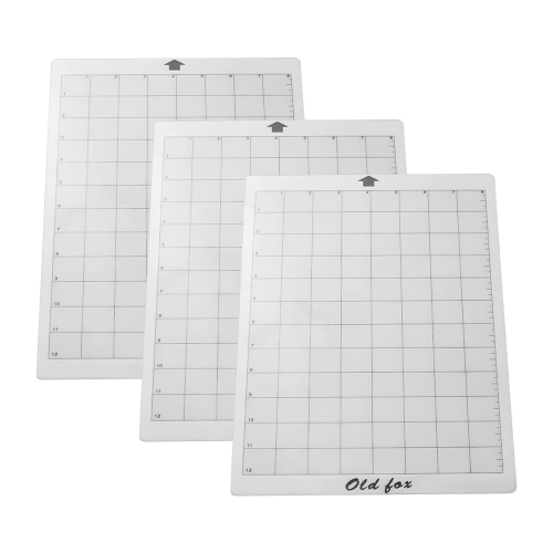 OLD FOX Replacement Cutting Mat Transparent Adhesive Mat with Measuring Grid 8 by 12-Inch for Silhouette Cameo Cricut Explore Plotter Machine, 3pcs