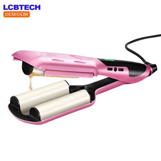 New Women's Hair Curler PTC Fast Heating Egg Roll Styling Tool Negative Ion 3 Barrel Curling iron with LED Display