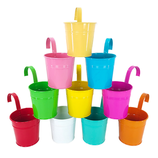 Outdoor mini colorful wall iron hanging flower pot decorative metal planter pots sale
